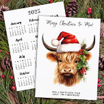 Highland Cow 2025 Calendar Merry Christmas Card<br><div class="desc">Celebrate the holiday season with our charming Highland Cow Christmas Card! This adorable flat card features a delightful illustration of a highland cow wearing a cheerful Santa hat, bringing a touch of playful whimsy to your Christmas greetings. Perfect for those who appreciate a blend of rustic charm and festive spirit,...</div>