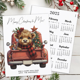 Highland Cow 2025 Calendar Truck Christmas Card