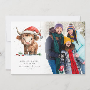 Highland Cow 2026 Calendar Photo Merry Christmas  Holiday Card