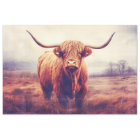 Highland Cow 3 in Foggy Landscape Decoupage Paper