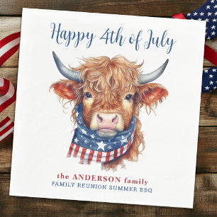 Highland Cow 4th Of July Red White Blue Patriotic Napkin