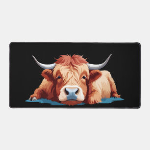 Highland Cow Adorable Animal Sleeping Relaxing Fun Desk Mat