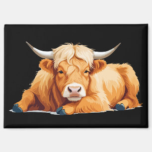 Highland Cow Adorable Animal Sleeping Relaxing Fun Magnet