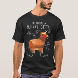 Highland Cow Anatomy  Scottish Cattle Farmer Cowgi T-Shirt