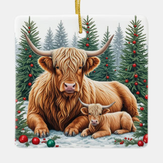 Highland Cow and Calf Christmas Ornament – Cosy Fa