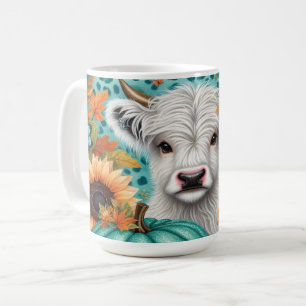 Highland Cow and Colourful Pumpkins and Sunflowers Coffee Mug