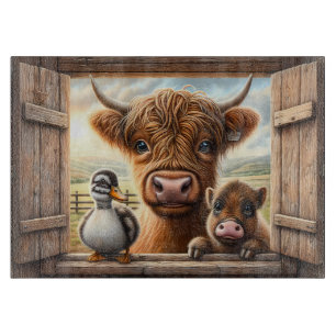 Highland cow and Pig Cutting Board