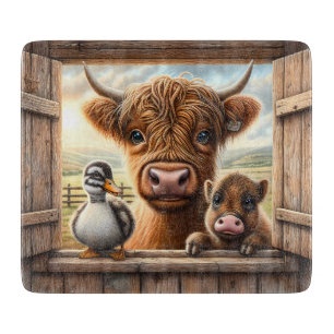 Highland cow and Pig Cutting Board