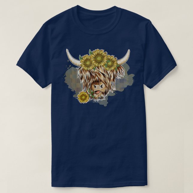 Highland Cow and Sunflowers  T-Shirt (Design Front)