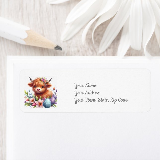 Highland Cow Animal Baby Shower  Return Address Label (Insitu)