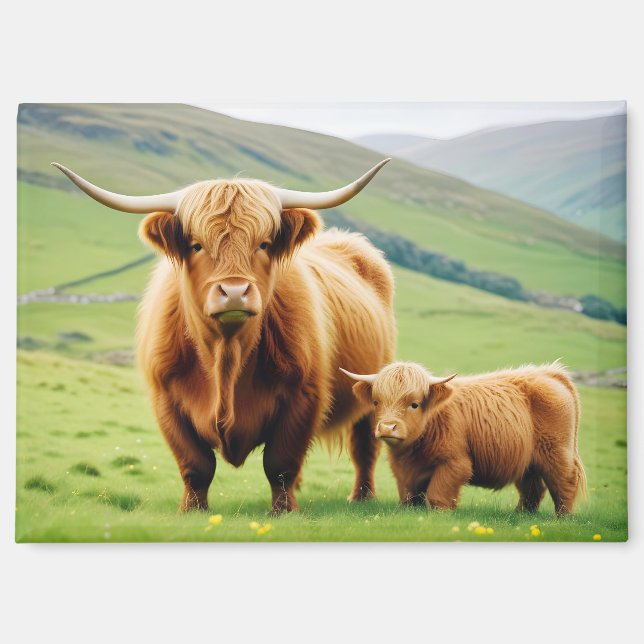 Highland Cow Animal Nature Wildlife Affection Love Magnet (Front)