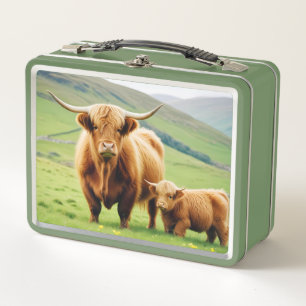 Highland Cow Animal Nature Wildlife Affection Love Metal Lunch Box