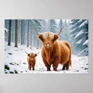 Highland Cow Animal Nature Wildlife Affection Love Poster