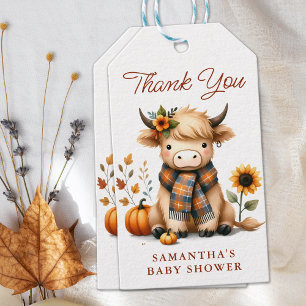 Highland Cow Autumn Cute Calf Baby Shower Gift Tags
