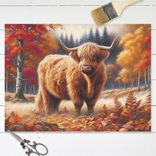 Highland Cow Autumn Watercolor Decoupage Tissue Paper (Creator Uploaded)