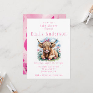 Highland Cow Baby Shower Bliss Girl Invitation