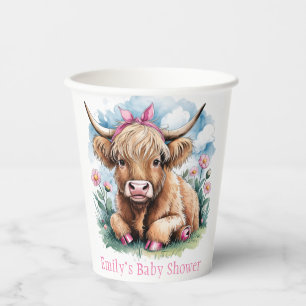 Highland Cow Baby Shower Bliss Paper Cups