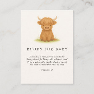 Highland Cow Baby Shower Books for Baby Enclosure Card