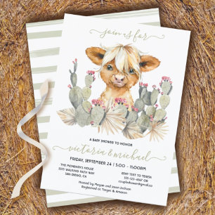 Highland Cow Baby Shower Cactus invitation