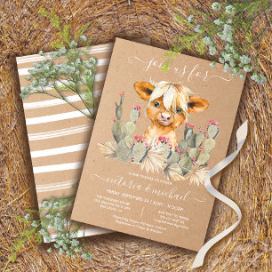 Highland Cow Baby Shower Cactus Invitation