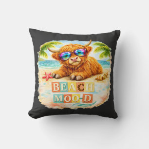 Highland cow Beach Mood Cushion