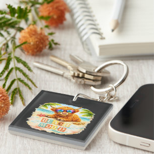 Highland cow Beach Mood Key Ring