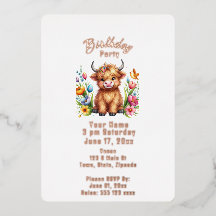 Highland Cow Birthday Invitation