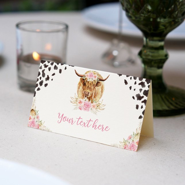 Highland Cow Birthday Party Place Card (Creator Uploaded)