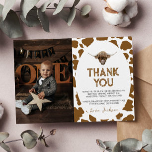 Highland Cow Birthday Photo Thank You Card