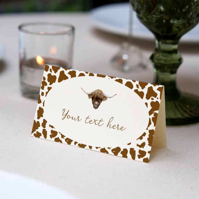 Highland Cow Birthday Place Card (Creator Uploaded)