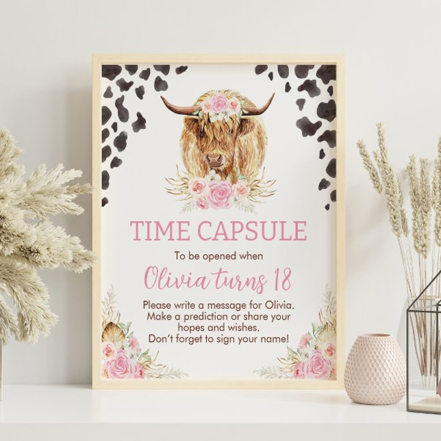 Highland Cow Birthday Time Capsule sign (Creator Uploaded)