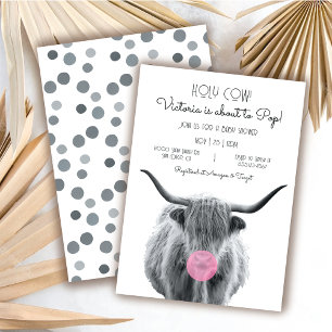 Highland Cow black and white Baby Shower Invitation