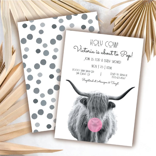 Highland Cow black and white Baby Shower Invitation (Creator Uploaded)