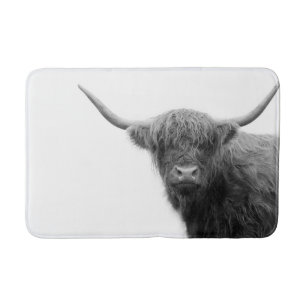 Highland Cow Black & White #4 Bath Mat