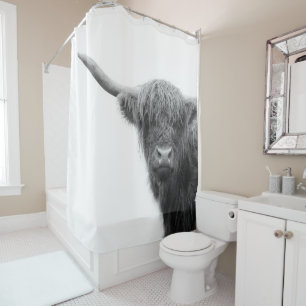 Highland Cow Black & White #4 Shower Curtain