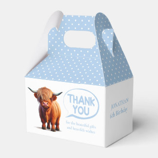 Highland Cow Blue Boy Favour Box