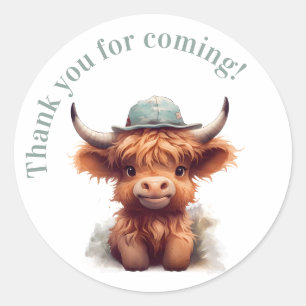 Highland cow boho party favour sticker