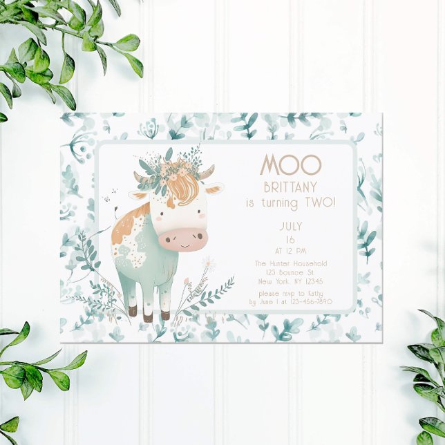 Highland Cow Boho Second Birthday Invitation (Creator Uploaded)