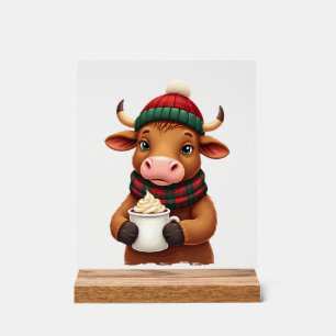 Highland Cow Brushstroke Christmas T-Shirt (2) Acrylic Sign