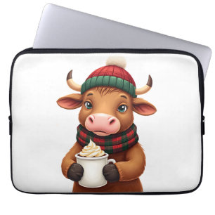 Highland Cow Brushstroke Christmas T-Shirt (2) Laptop Sleeve