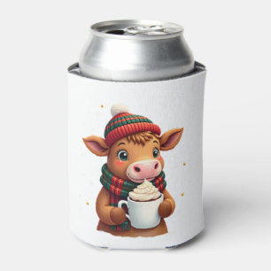 Highland Cow Brushstroke Christmas T-Shirt (4) Can Cooler