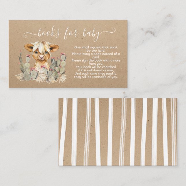Highland cow cactus Books for baby Enclosure Card (Front/Back)