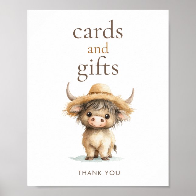 Highland Cow Cards and Gifts Baby Shower Poster (Front)