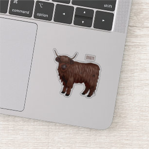 Highland cow cartoon illustration