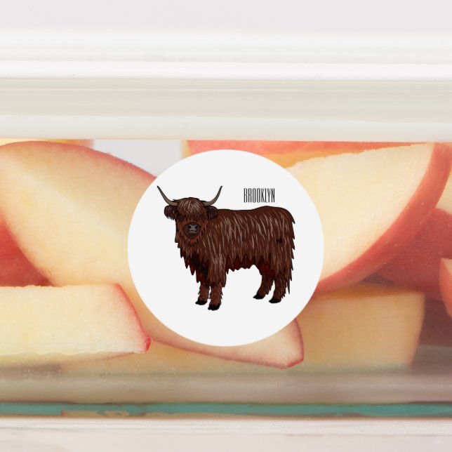 Highland cow cartoon illustration  (Affixed)