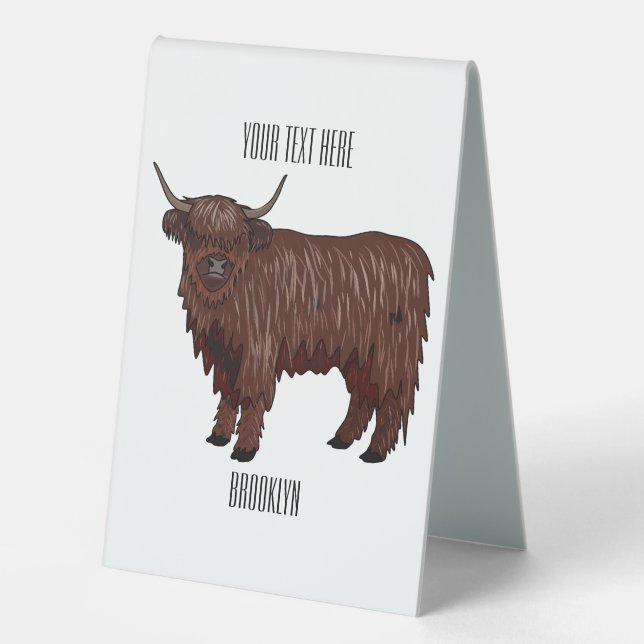 Highland cow cartoon illustration  (Front)