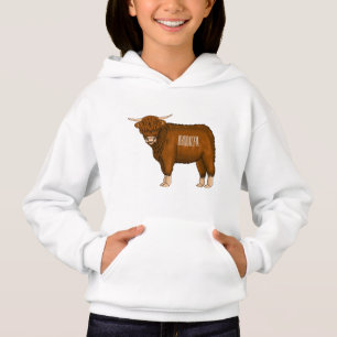Highland cow cartoon illustration