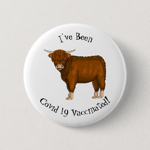 Highland cow cartoon illustration 6 cm round badge