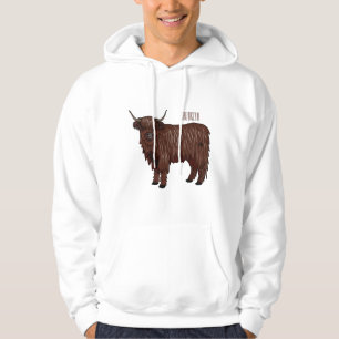 Highland cow cartoon illustration hoodie