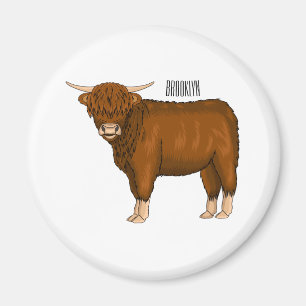 Highland cow cartoon illustration  magnet